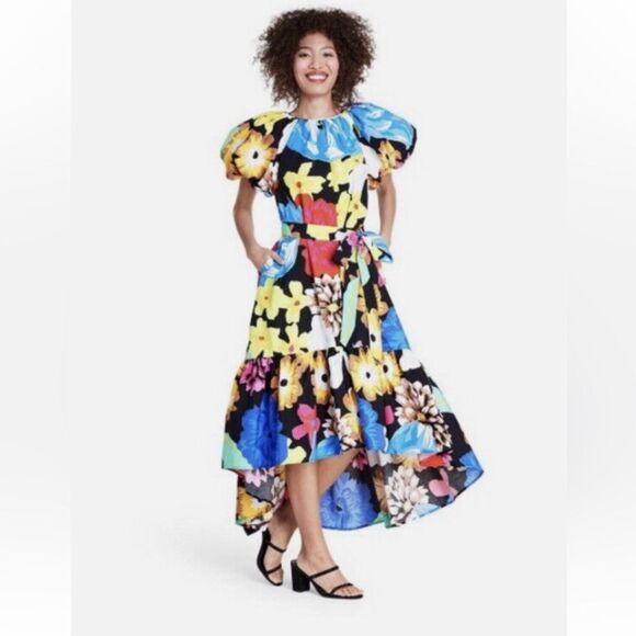 NWT Christopher John Rogers x Target Colorful Vibrant Floral Puff Sleeve Dress S - Picture 5 of 10